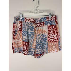 Sigird Olsen 100% Linen Shorts Patchwork Print Lightweight Pockets Womens L